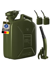 Monzana Metalen jerrycanset van 3 groene 5L elk + schenktuit