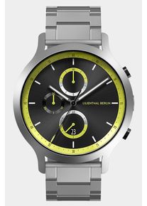 Men's Chronograph Watch - Silver Black - Surgical Steel Case, Sapphire Glass, Metal Strap - Date Display - 42mm , Quartz Movement by Ronda -