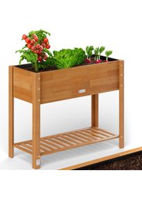Casaria Podwyższone łóżko z drewna akacjowego z certyfikatem FSC 100x40x84cm