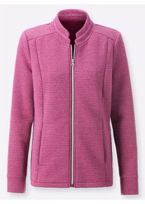 Dames Shirtjasje in riblook in malve gemêleerd ,maat 40, WITT, 83% Polyester, 15% Katoen, 2% Elastan