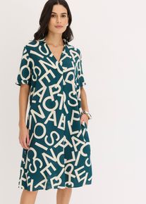 bonprix Femei Rochie din viscoză vaporoasă, albastru, 38