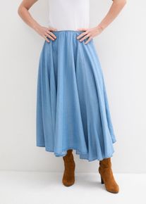 bonprix Spódnica dżinsowa, high waist z wygodnym paskiem, niebieski, 44
