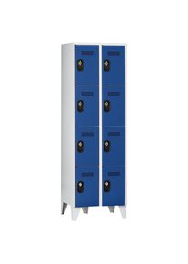 Wolf Viervoudige locker Köln, 2 compartimenten, lichtgrijs / gentiaanblauw, 600 mm