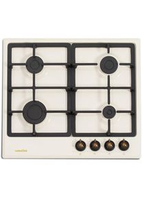 Plita incorporabila NHBG-9746RBJ, gaz, comenzi frontale, aprindere buton, gratre fonta, design rustic crem