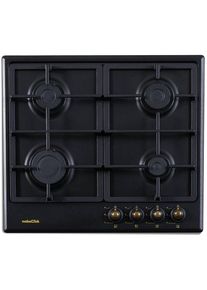 Plita incorporabila NHBG-9744RANT, gaz, comenzi frontale, aprindere buton, gratre fonta, design rustic Antracit
