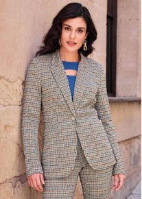 Blazer in beige / gemustert - Alba Moda