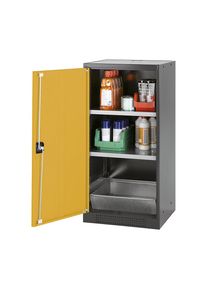 ASECOS Armario de laboratorio para productos químicos, 1 puerta, de media altura, 2 baldas, sin ventanilla, amarillo