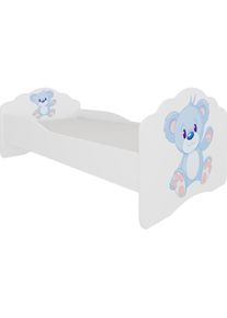 ADRK Furniture, Kinderbett, Bett mit Matratze CASIMO BLUE BEAR 160x80 (160 x 80 cm)