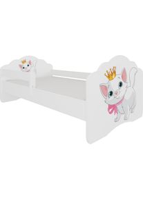 ADRK Furniture, Kinderbett, Bett mit Matratze und Geländer CASIMO CAT 140x70 (140 x 70 cm)