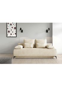 WERK2 , Schlafsofa »Indira Samtvelour Boucle Bezug, Breite 206cm, Liegefläche 202/145cm, «, 2-Sitzer Sofa & Schlafcouch mit Bettkasten , Natur