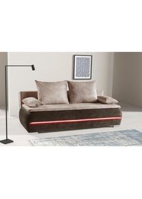WERK2 , Schlafsofa »Tekla LED, Bettcouch Breite 206cm, Liegefläche 200/140cm, «, 2-Sitzer Schlafcouch mit Bettkasten & stylischer...