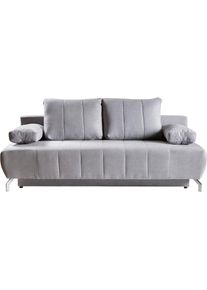 WERK2 , Schlafsofa »Troya Bettsofa mit Bettkasten und Federkern, Breite 210cm«, 2-Sitzer Sofa und Schlafcouch mit Federkern & Bettkasten , grau