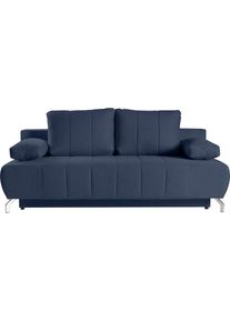 WERK2 , Schlafsofa »Troya Bettsofa mit Bettkasten und Federkern, Breite 210cm« 2-Sitzer Sofa und Schlafcouch mit Federkern & Bettkasten , dunkelblau