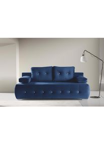 WERK2 , Schlafsofa »Monaco Design Bettsofa, pflegeleichter Samtoptik Bezug, Breite 205cm« 2-Sitzer Schlafcouch mit Bettkasten & funkelnden...