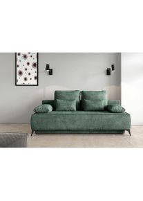 WERK2 , Schlafsofa »Indira Samtvelour Boucle Bezug, Breite 206cm, Liegefläche 202/145cm, « 2-Sitzer Sofa & Schlafcouch mit Bettkasten , Grün