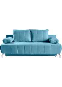 WERK2 , Schlafsofa »Troya Bettsofa mit Bettkasten und Federkern, Breite 210cm«, 2-Sitzer Sofa und Schlafcouch mit Federkern & Bettkasten , hellblau