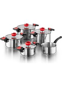 Kopf -Set Nelo 9-teilig aus hochwertigem, Pfanne + Kochtopf, Silber