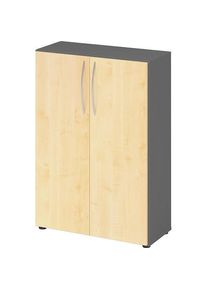 Hammerbacher, Aktenschrank, Schrank 3OH 34,6cm tief BM Graphit/Ahorn
