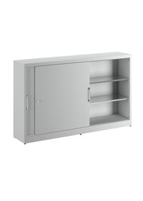 eurokraft pro Schuifdeurkast hoogte 1200 mm, met middentussenwand en 2 x 2 legborden, h x b = 1200 x 2000 mm, diepte 420 mm, deurkleur lichtgrijs RAL