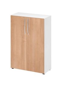 Hammerbacher, Aktenschrank, Schrank 3OH 34,6cm tief BM Weiss/Nussb.
