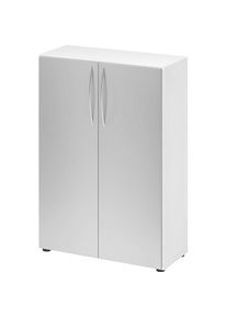 Hammerbacher, Aktenschrank, Schrank 3OH 34,6cm tief BM Weiss/Silber