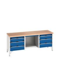 Bott Worktable with Drawers and Half-Base Shelf, 2m x 750mm x 840mm, 800kg - 41002073.11V