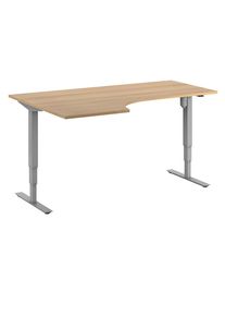 Bureau Atlanta, elektrisch in hoogte verstelbaar, hoek, b x d = 1800 x 1200 mm, beukenhout/zilver, links