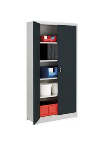 Mauser Armario de puertas batientes para cargas pesadas, H x A 1950 x 950 mm, profundidad 420 mm, gris luminoso / gris antracita