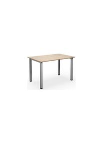 Multifunctionele tafel DUO-U Trend, recht blad, diepte 800 mm, breedte 1200 mm, eikenhout, zilverkleurig