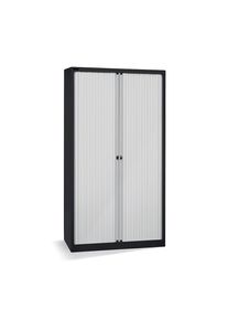 Bisley Euro-roldeurkast, breedte 1000 mm, 4 legborden, gitzwart/lichtgrijs