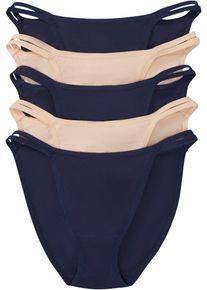 bonprix Női Mini tanga bio-pamuttal (5 db-os csomag), kék, 32/34