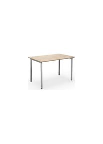 Mesa multiusos DUO-C Trend, tablero recto, esquinas redondeadas, profundidad 800 mm, anchura 1200 mm, roble, plateado