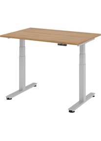 Sta-bureautafel, elektrisch in hoogte verstelbaar, recht, b x d = 1200 x 800 mm, notenhout