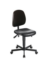 meychair Werkdraaistoel, bekleding met PU-schuim, gasveer-hoogteverstelling, met geremde wielen, hoogteverstelling 500 - 640 mm