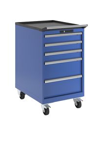 LISTA Ladekast, verrijdbaar, b x d x h = 564 x 725 x 990 mm, 5 laden, gentiaanblauw