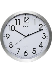Maul Wandklok Maulmove, geborsteld aluminium, Ø 400 mm, zendergestuurd uurwerk