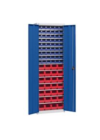eurokraft pro Armario para material con cajas de almacén, altura 2000 mm, 15 baldas, gris luminoso / azul genciana