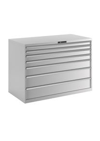 LISTA Ladenkast, plaatstaal, h x b = 1000 x 1431 mm, 7 laden, laadvermogen 75 kg, lichtgrijs