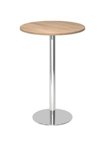 Statafel, Ø 800 mm, 1116 mm hoog, frame verchroomd, blad notenhoutdecor