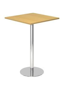 Statafel, l x b = 800 x 800 mm, 1116 mm hoog, frame verchroomd, blad beukenhoutdecor
