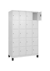 C+P Vijfvoudige locker Classic PLUS, 4 compartimenten, verkeerswit, b = 1200 mm, 20 vakken, met voeten
