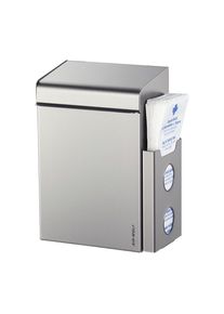 AIR-WOLF Hygiëneafvalbak met zakdispenser, inhoud 8 l, b x h x d = 220 x 342 x 153 mm, geborsteld roestvast staal
