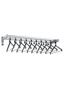Wandgarderobe, mit Hutablage, 19 Mantelhaken, 10 Kleiderbügel, silber eurokraft pro