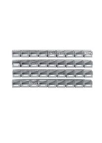 Inhangrail-set met magazijnbakken, 4 rails, 36 bakken, grijs