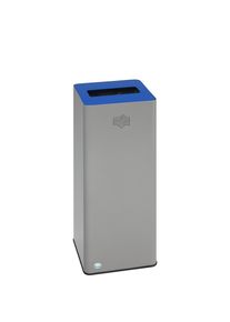 Wertstoffsammler QUADRO, 70 l, aus Stahl mit Klemmring, silber / blau Var