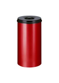 Papelera de seguridad, acero, autoextinguible, capacidad 50 l, H x Ø 625 x 335 mm, cuerpo en rojo / tapa extintora en negro