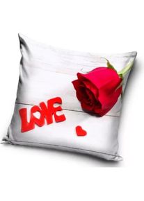 Tinisu, Dekokissen, Valentinstag Kissenbezug: Rose Herz Love - 40cm x 40cm (40 x 40 cm)