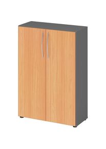 Hammerbacher, Aktenschrank, Schrank 3OH 34,6cm tief BM Graphit/Buche