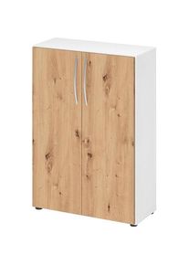 Hammerbacher, Aktenschrank, Schrank 3OH 34,6cm tief BM Weiss/Asteiche