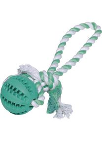 Nobby Vollgummi Ball mit Seil Dental Line (Ballspielzeug Hund), Hundespielzeug